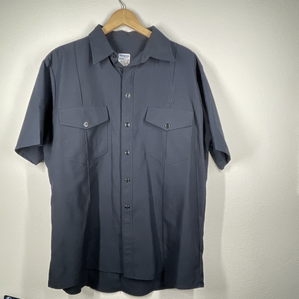 Workrite Nomex Aramid IIIA FR Short Sleeve Uniform Men's 46-17 Black 2704 FN